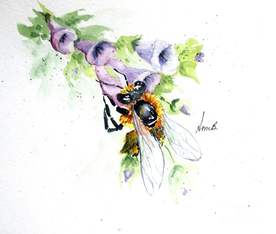 Honey Bee Painting by April McCarthy-Braca