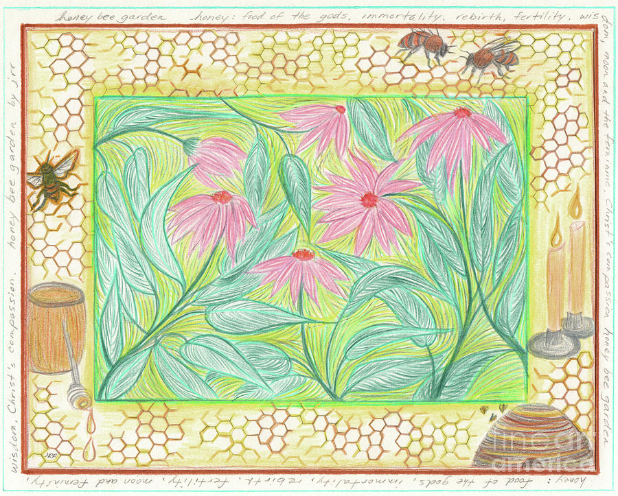 Honey Bee Garden by jrr Drawing by First Star Art