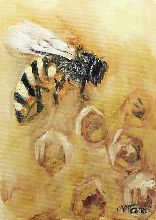 Bee Painting - Honey Bee by Melissa Torres.