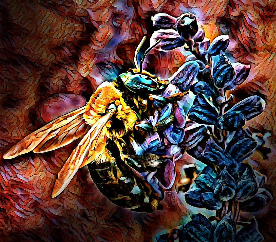 Honey Bee Working Digital Art by Artful Oasis