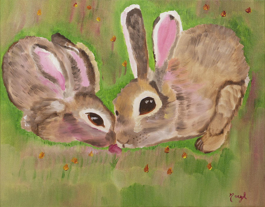 Honey Bunnies Painting by Meryl Goudey
