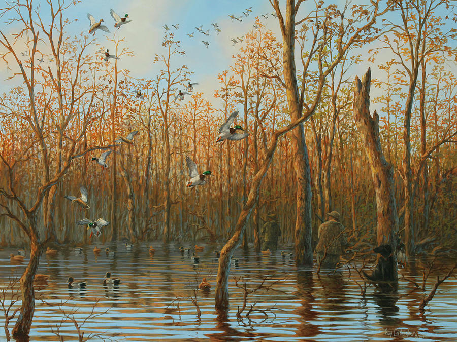 Duck Painting - Honey Hole by Guy Crittenden
