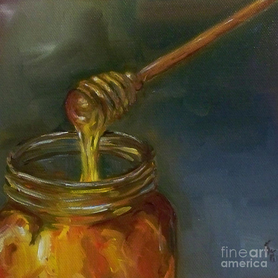 Honey Painting - Honey with Dipper by Kristine Kainer