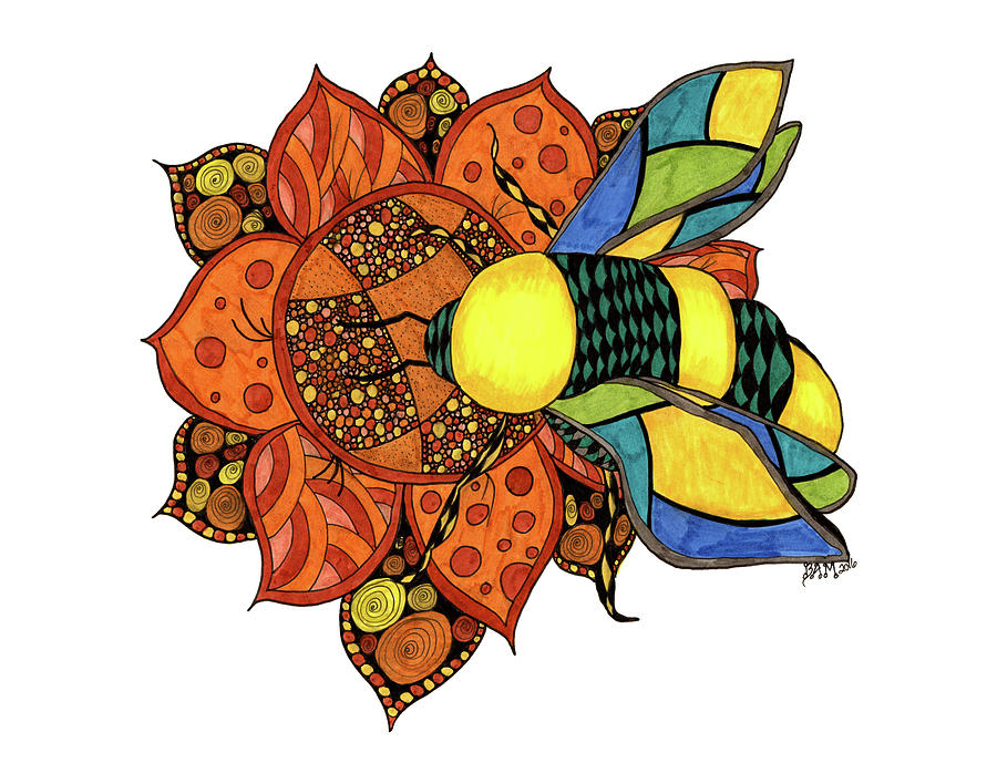 Honeybee On A Flower by Barbara McConoughey Honeybee On A Flower by Barbara McConoughey