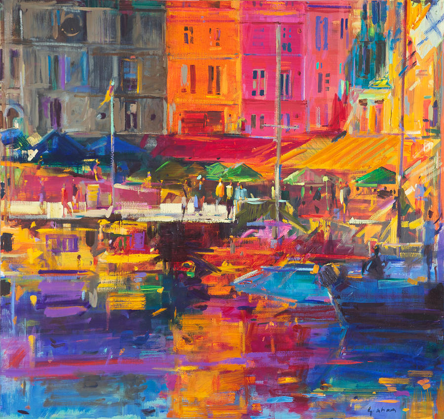 Boat Painting - Honfleur Harbour by Peter Graham