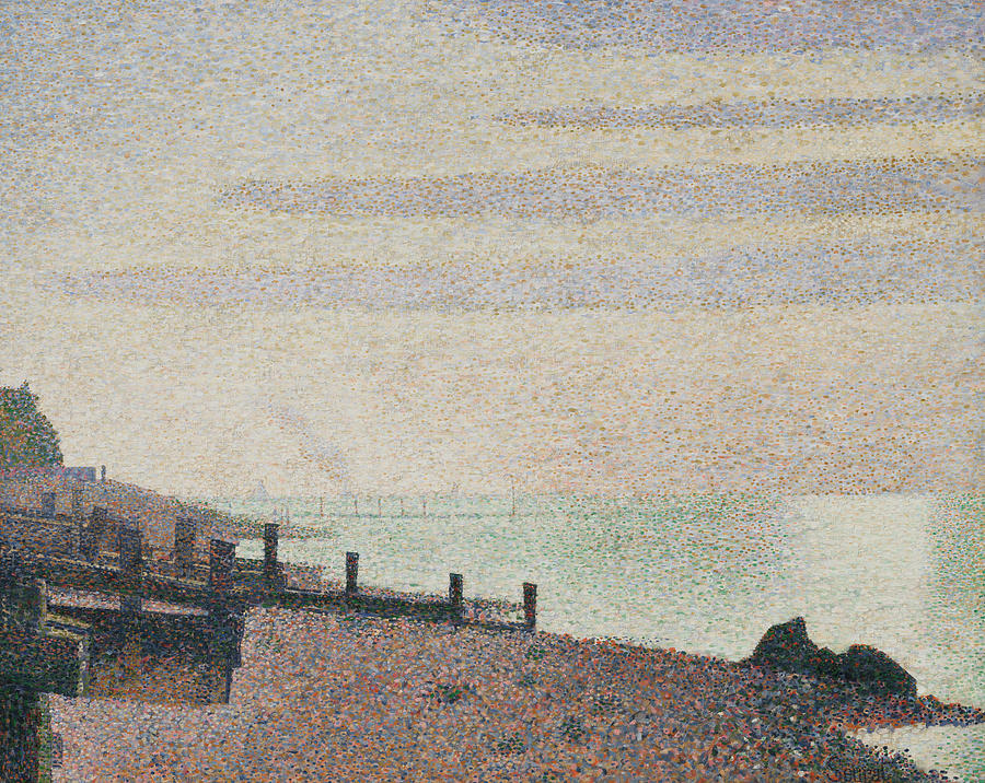 Honfleur one evening mouth of the Seine Painting by Georges-Pierre Seurat