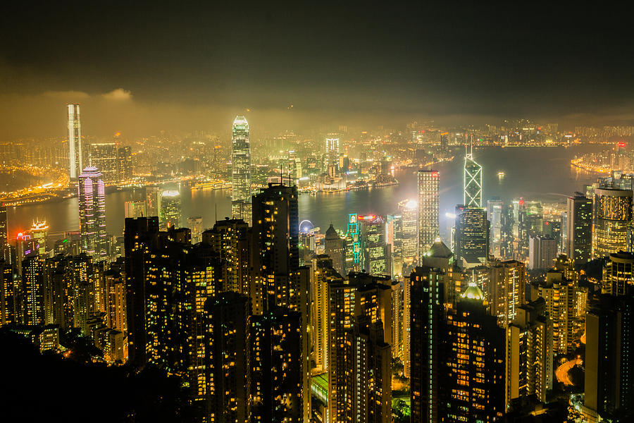 Hong Kong by Night Photograph by Dave Hall