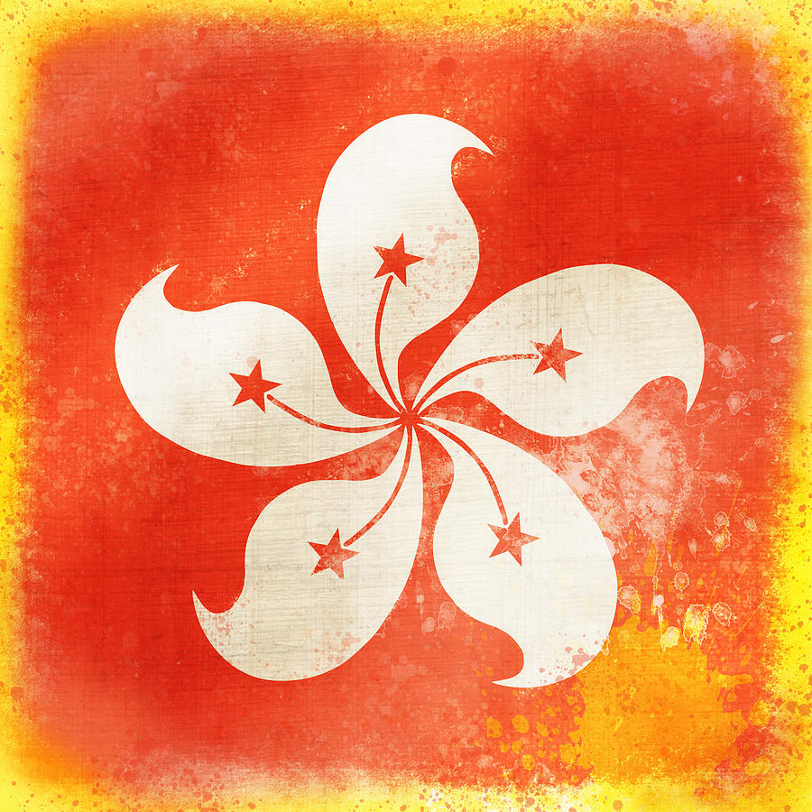 Vintage Painting - Hong Kong China flag by Setsiri Silapasuwanchai