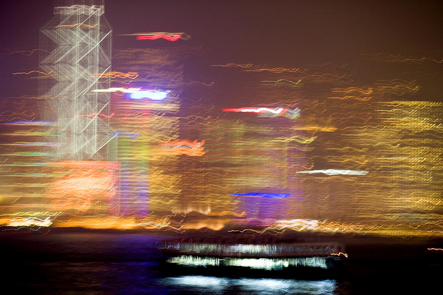 Hong Kong Photograph - Hong Kong Harbor Abstracted by Brad Rickerby