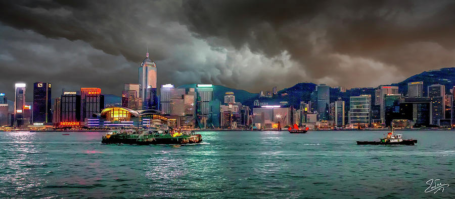 Hong Kong Harbor At Dusk Photograph by Endre Balogh