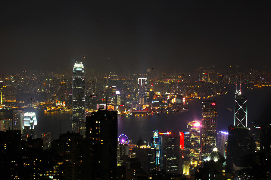 Hong Kong, China -  Harbor - Night Shot 4 Photograph by Richard Krebs