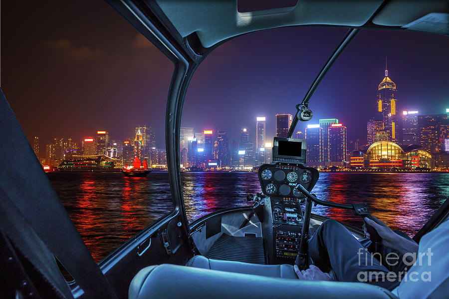 Hong Kong Helicopter panorama Photograph by Benny Marty