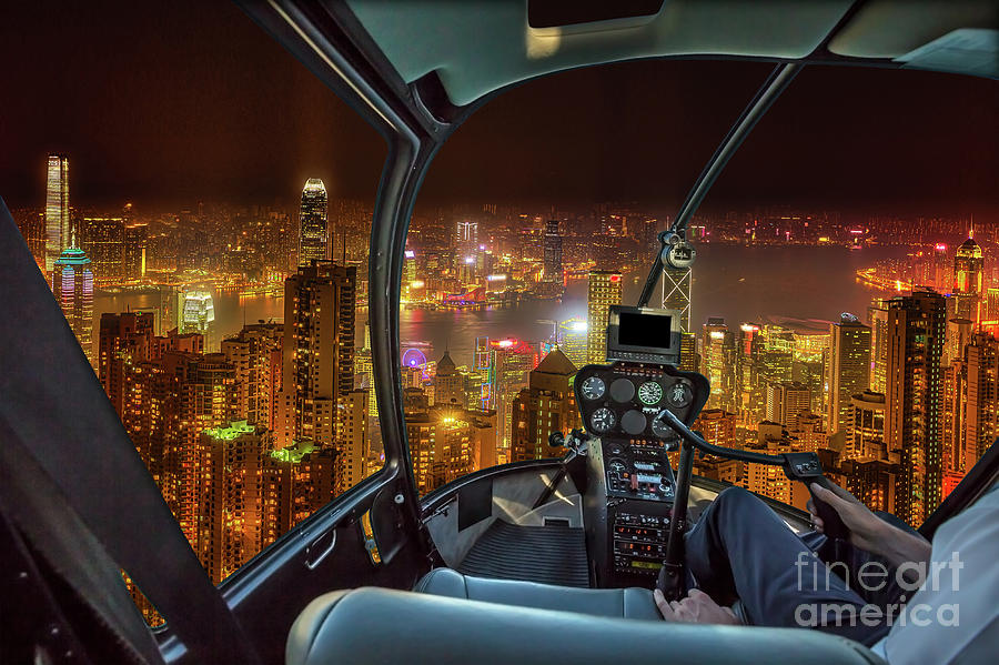 Hong Kong night flight Photograph by Benny Marty