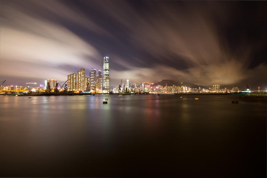 Night Scene Photograph - Hong Kong seaview by Kam Chuen Dung