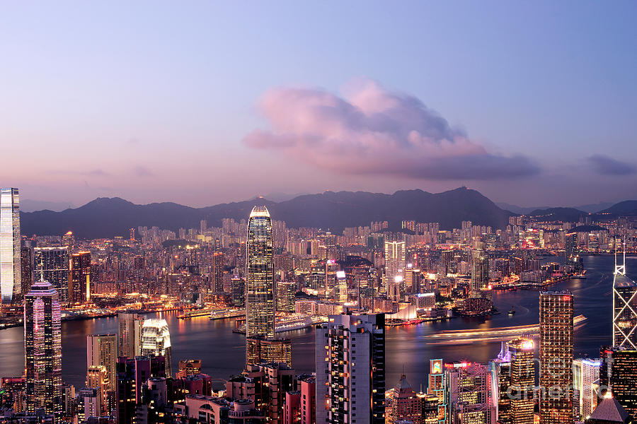 Hong Kong Skyline After Dark Photograph