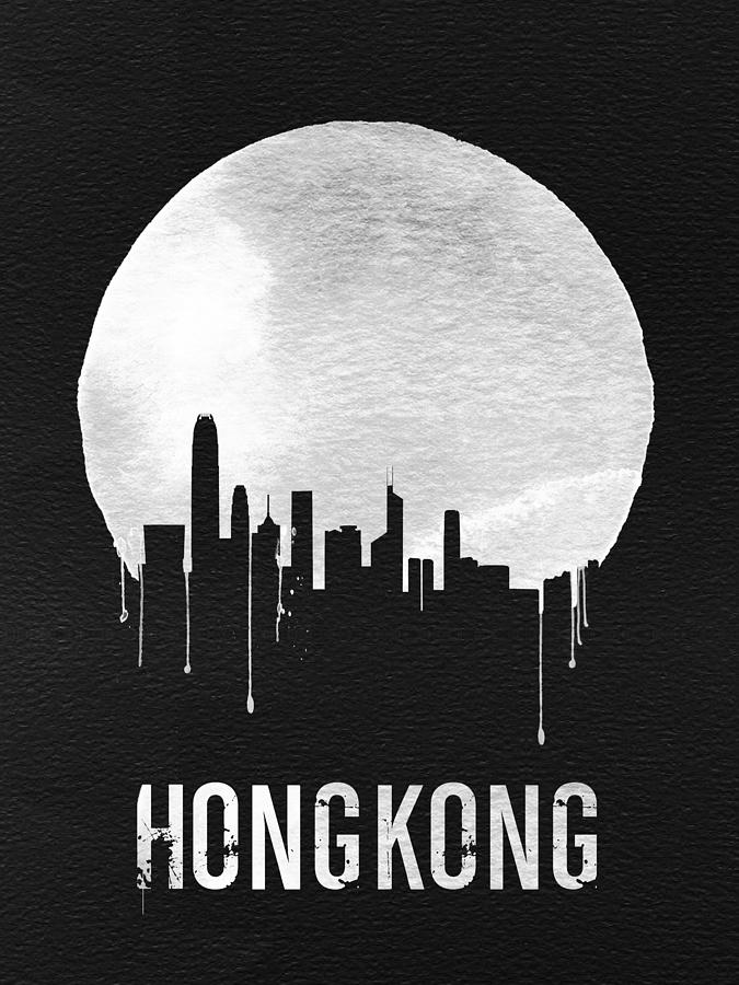 Hong Kong Digital Art - Hong Kong Skyline Black by Naxart Studio