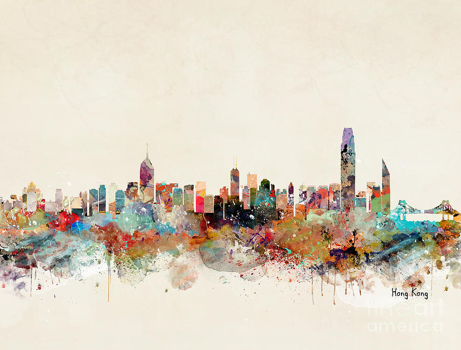 Hong Kong Skyline Painting by Bri Buckley