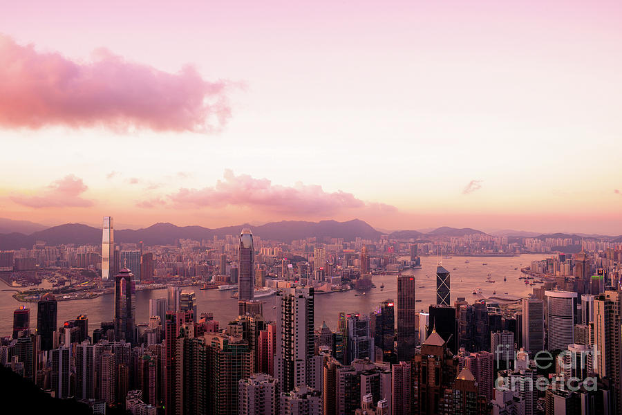 Hong Kong Skyline During Sunset Photograph