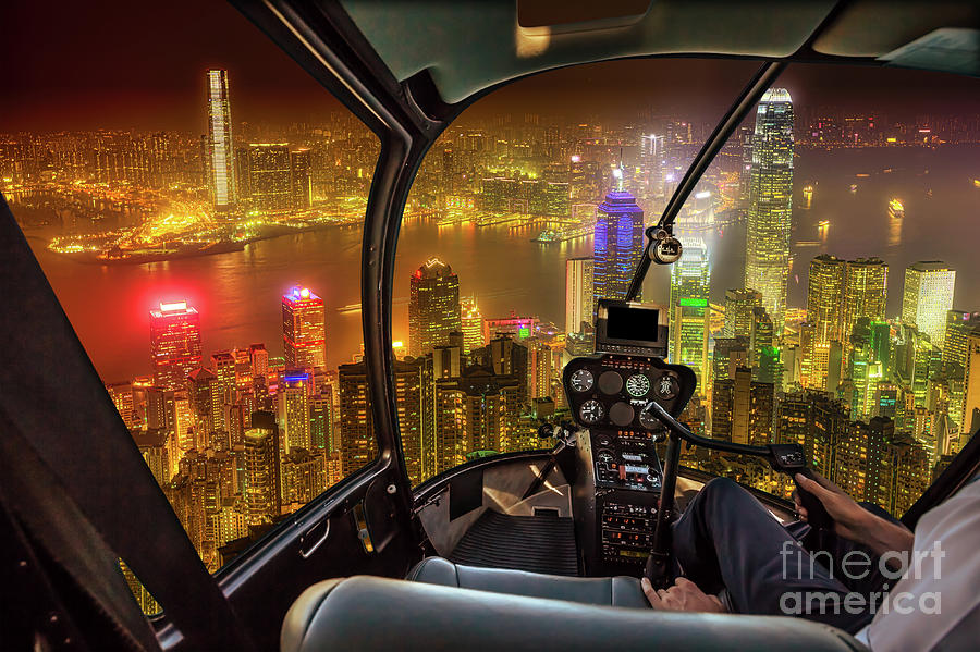 Hong Kong skyline flight Photograph by Benny Marty
