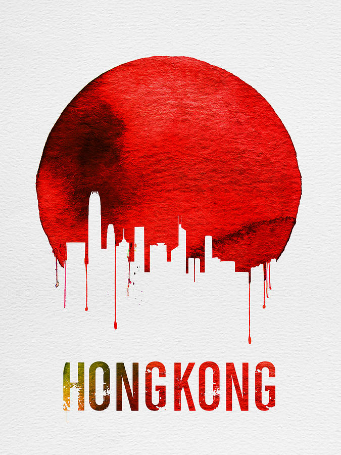 Hong Kong Digital Art - Hong Kong Skyline Red by Naxart Studio