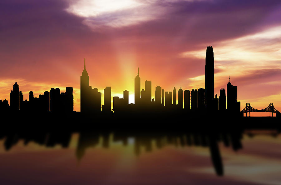 Hong Kong Skyline Sunset Chhk22 Digital Art