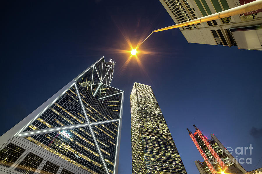 Hong Kong skyscrapers at night Photograph by Didier Marti