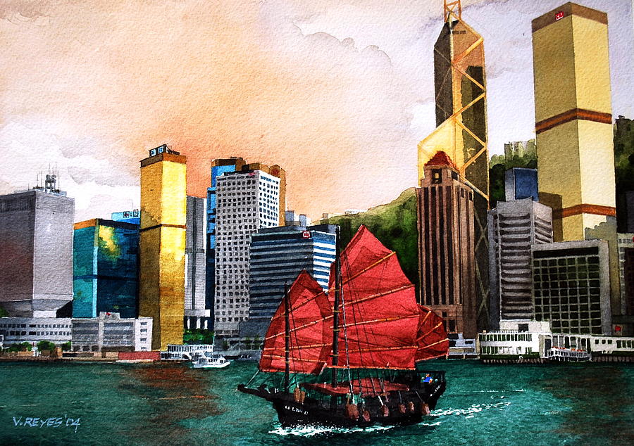 Hong Kong Painting by V Reyes