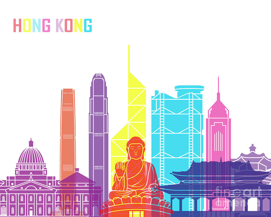 Hong Kong V2 skyline pop Painting by Pablo Romero - Fine Art America