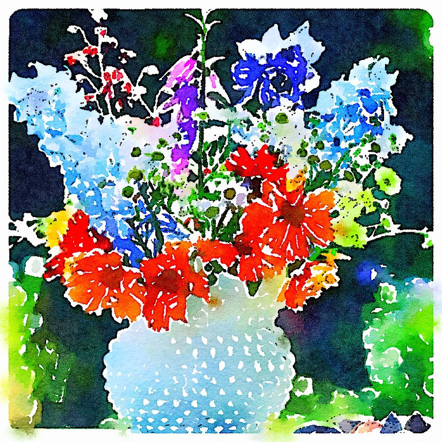 Nature Photograph - Honnail Vase Watercolored by Modern Art