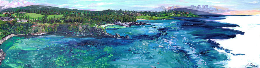 Honolua Bay Cliffs Painting by Joseph Demaree