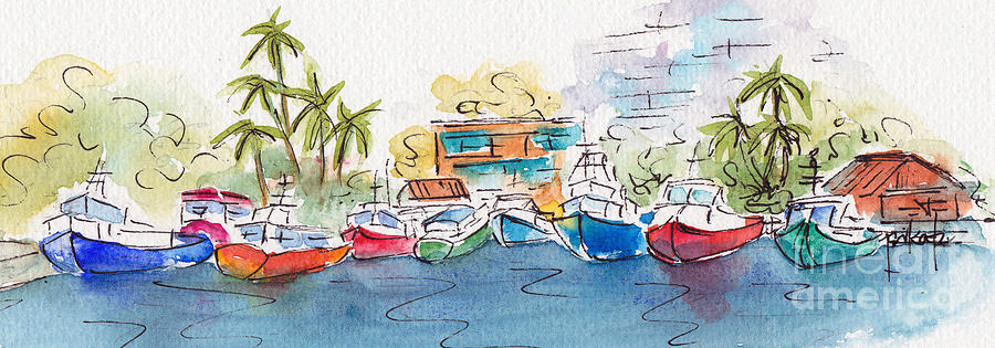 Honolulu Marina Painting by Pat Katz