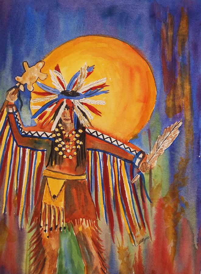 Feather Painting - Honor Dance by Ellen Levinson