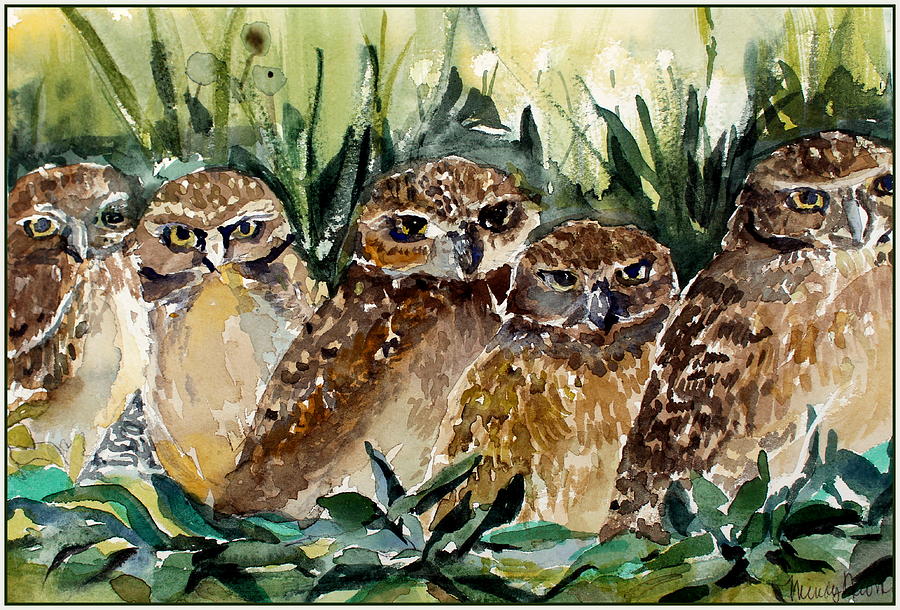 Bird Painting - Hoo is Looking at Me? by Mindy Newman