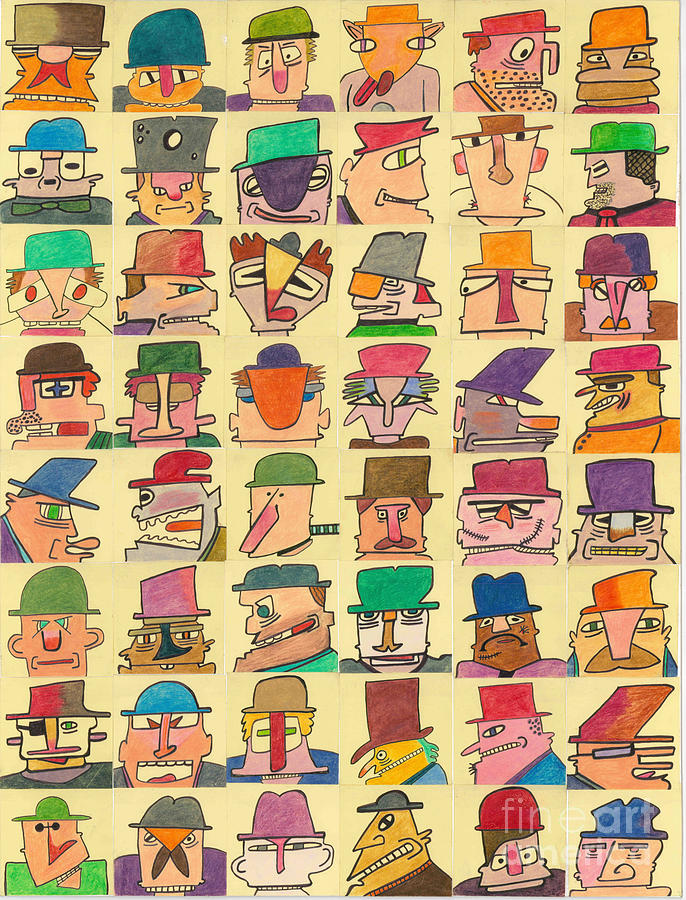 Gangsters Drawing - Hoodlums with Hats  by Ed Attanasio