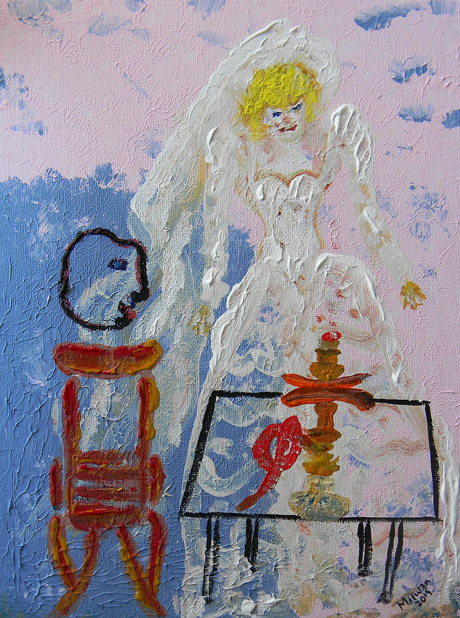 Hookah and the Bride Painting by Marwan George Khoury