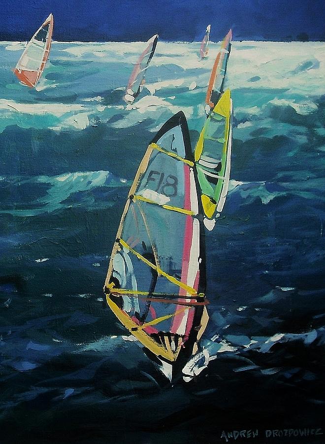 Hookipa Surf Painting by Andrew Drozdowicz