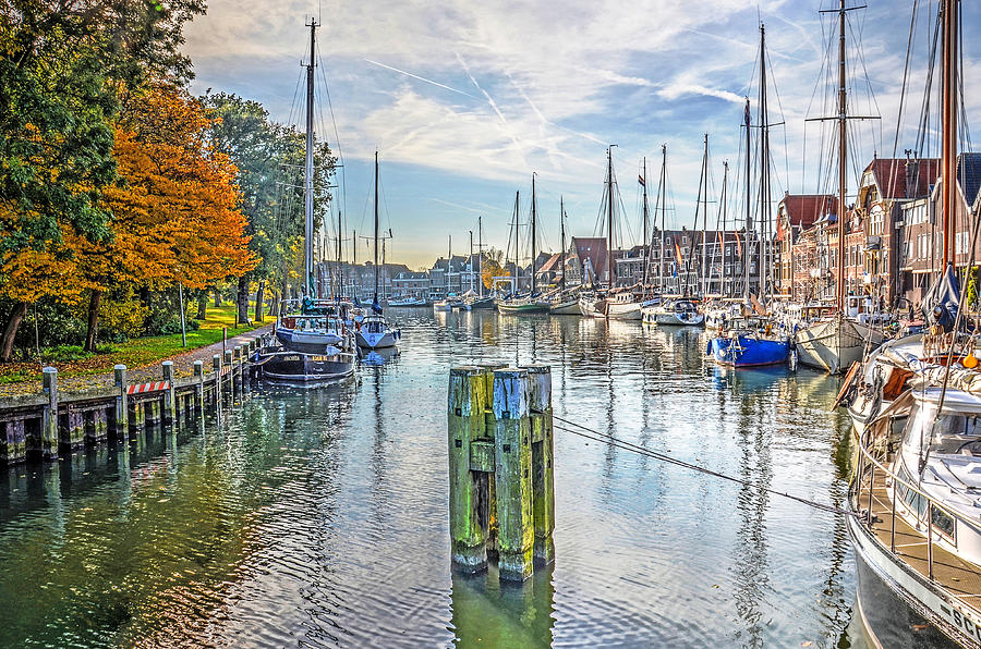 Hoorn Harbour with Mooring Dolphin Photograph by Frans Blok