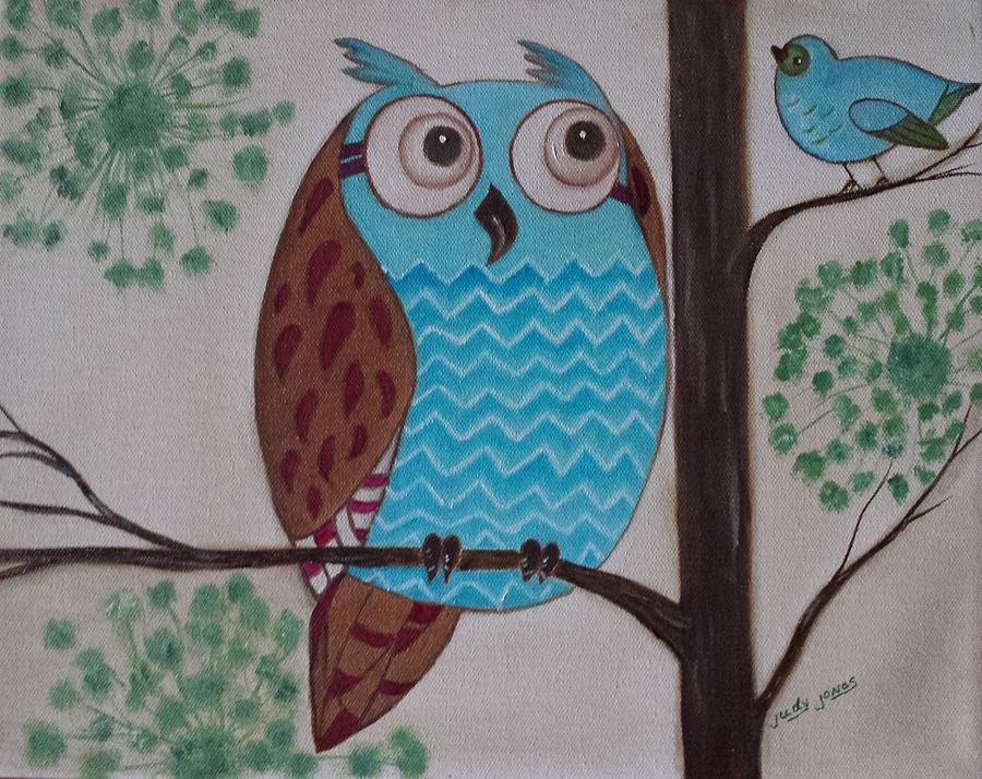 Owl Painting - Hoot Man by Judy Jones