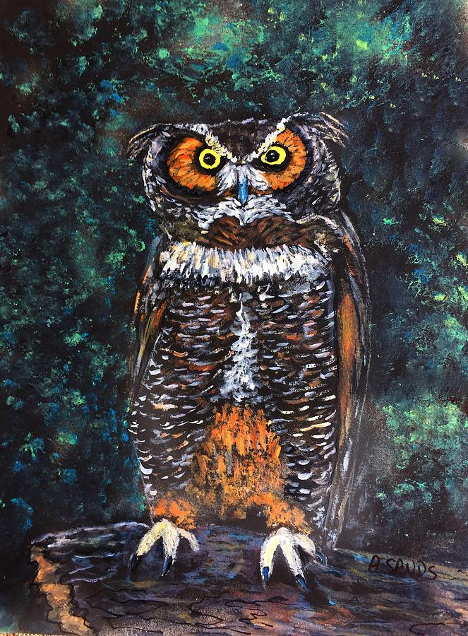 Hooty Owl Painting by Anne Sands