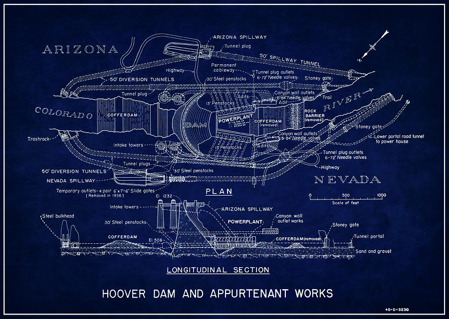 Hoover Dam Blueprint 1935 Photograph by Daniel Hagerman