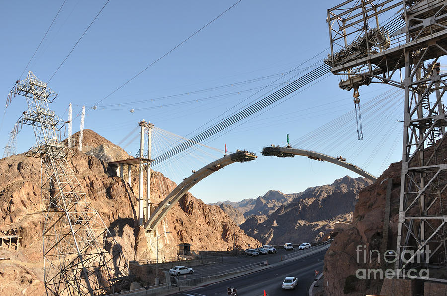 Hoover Dam Bypass Highway under Construction Photograph by Gary Whitton