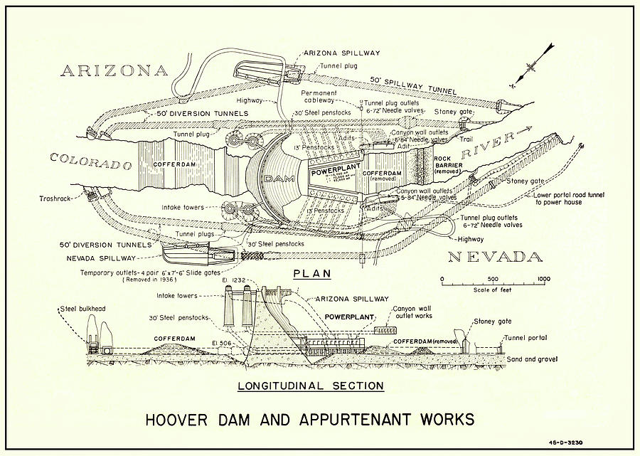 HOOVER DAM PLAN and SECTION 1935 Photograph by Daniel Hagerman
