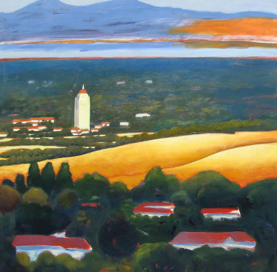 Hoover Tower from Hills Painting by Gary Coleman