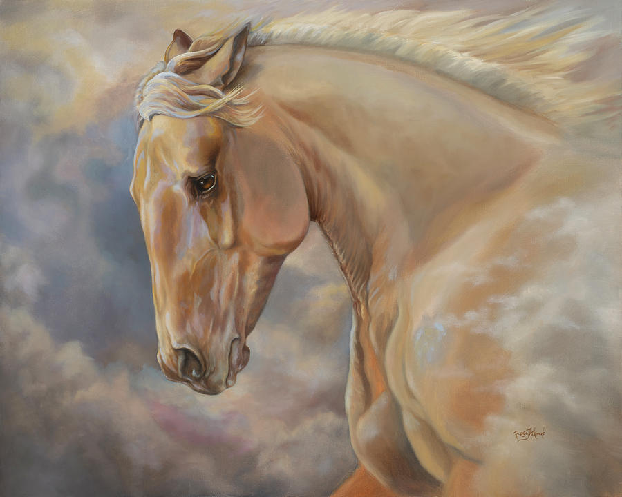 Hope Rising Galloping Palomino Horse Painting by Renee Forth-Fukumoto