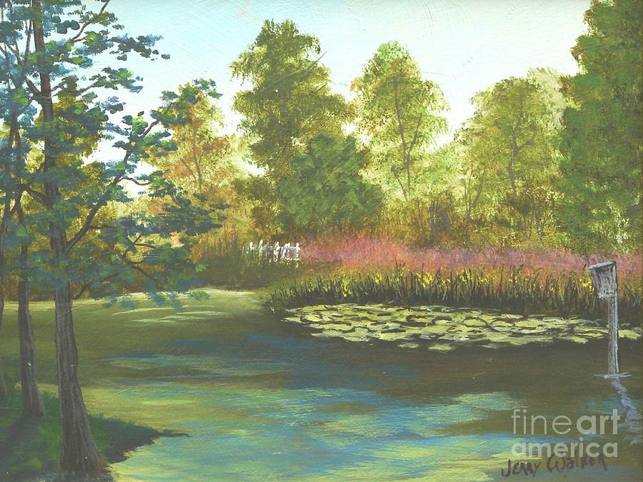 Hopeland Gardens Duck Pond Painting by Jerry Walker