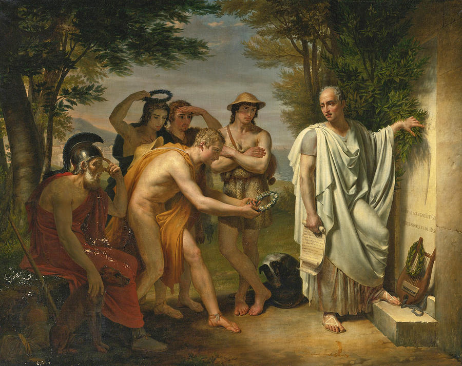 Horace at the tomb of Virgil Painting by Jean-Bruno Gassies