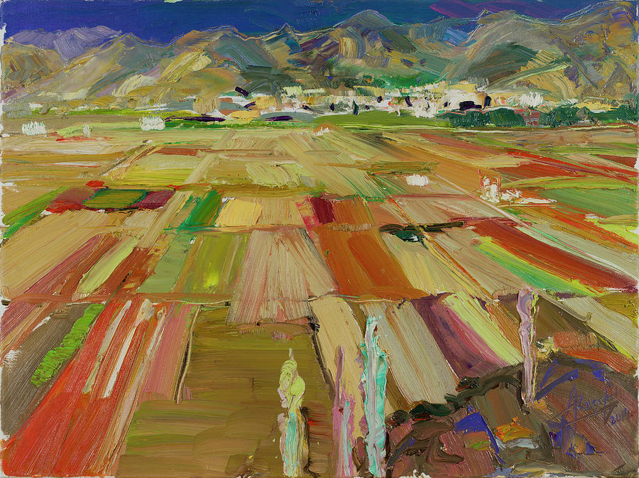Horizon of Peqinis Fields Painting by Azem Kucana