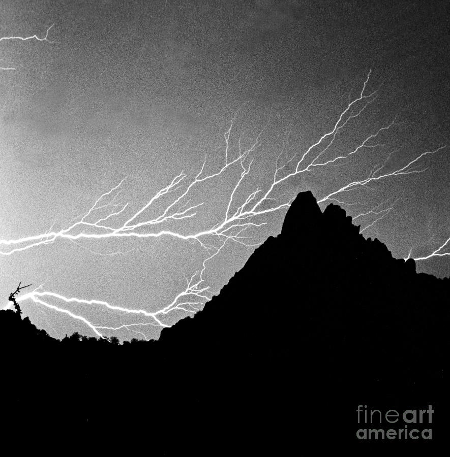 Nature Photograph - Horizonal Lightning BW by James BO Insogna