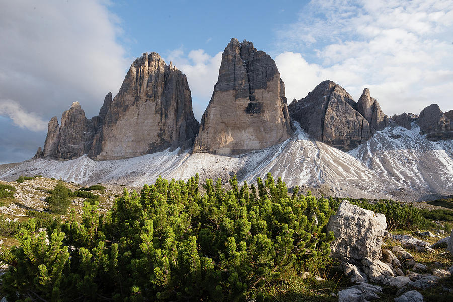 Nature Photograph - Horizontal image of Tre Cime di Lavaredo in Dolomites mountains, Italy, Europe by Blaz Gvajc