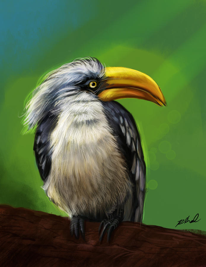 Hornbill Painting - Hornbill by Kamal Anjelo